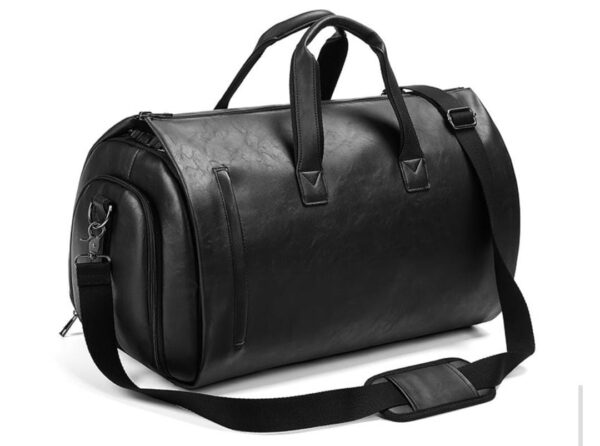 Leather All In One Foldable Garment & Travel Bag (Blown/Black) - Image 4