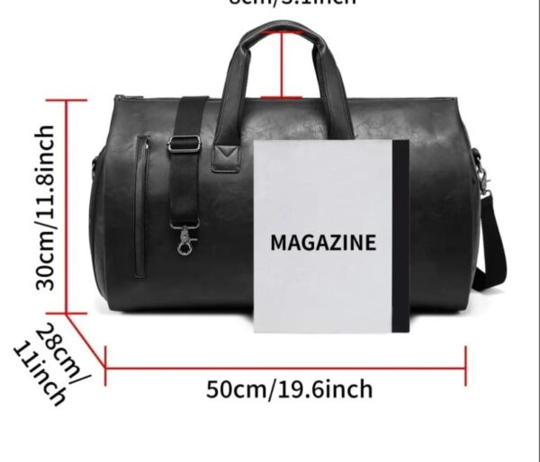 Leather All In One Foldable Garment & Travel Bag (Blown/Black) - Image 7
